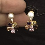 SHINING EARRING WITH SEMIPRECIOUS STONE, AD AND PEARLS