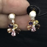 SHINING EARRING WITH SEMIPRECIOUS STONE, AD AND PEARLS