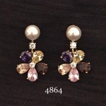 SHINING EARRING WITH SEMIPRECIOUS STONE, AD AND PEARLS