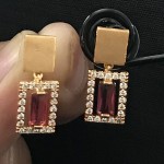 BOLLYWOOD DESIGNER ROSE GOLD EARRING WITH AD AND RED COLOR STONE