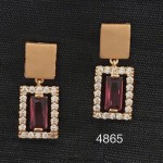 BOLLYWOOD DESIGNER ROSE GOLD EARRING WITH AD AND RED COLOR STONE