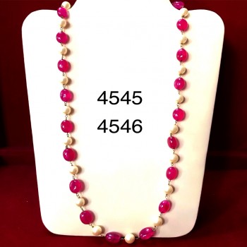 Ruby And Pearl Long Necklace (mala)
