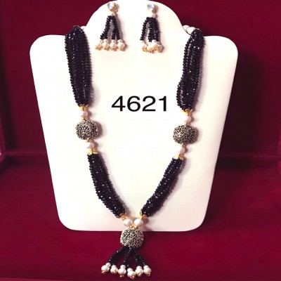 Western Design Sapphire Beads Necklace And Earring 