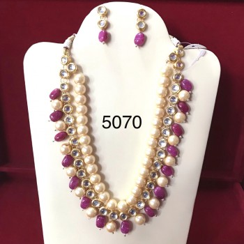 Jadau Necklace With Ruby Kundan And Pearls