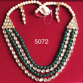 Jadau Wedding Necklace in Emerald And Kundan