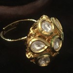 Vintage Floral Kundan  Golden  Alloy  Ring