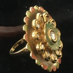 Floral Golden Mix Alloy Kundan Ring