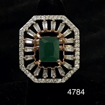 Sparkling Diamond in AD With Emerald in Center  Ring