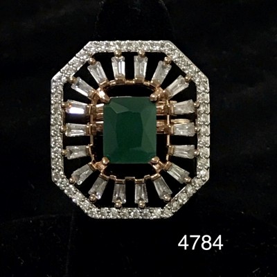 Sparkling Diamond in AD With Emerald in Center  Ring