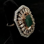 Sparkling Diamond in AD With Emerald in Center  Ring