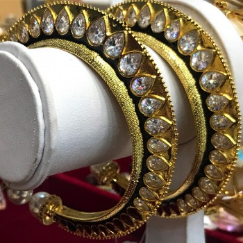 Designer Bridal Bangles With Polki For Wedding And Party Wear 