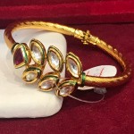 Women's Fancy Party Wear Gold Plated Traditional Kundan Ruby Kada Bracelet