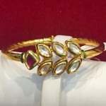 Women's Fancy Party Wear Gold Plated Traditional Kundan Ruby Kada Bracelet