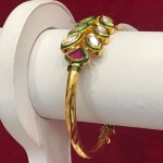 Women's Fancy Party Wear Gold Plated Traditional Kundan Ruby Kada Bracelet