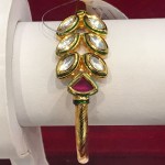 Women's Fancy Party Wear Gold Plated Traditional Kundan Ruby Kada Bracelet