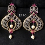 SPARKLING AD IN TRADITIONAL INDIAN DESIGNER EARRING WITH COLOR STONE AND PEARL