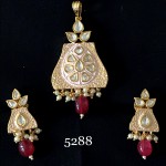 ROSE MINT KUNDAN WORK PENDANT SET