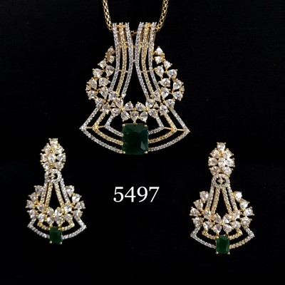 Designer Make Western Royal Look Pendant Set With American Diamond