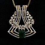 Designer Make Western Royal Look Pendant Set With American Diamond