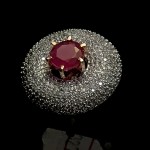 RUBY SOLITAIRE RING WITH TOP GRADE AD STUDDED IN WEDDING RING