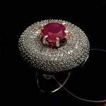 RUBY SOLITAIRE RING WITH TOP GRADE AD STUDDED IN WEDDING RING