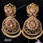 INDIAN TRADITIONAL WEDDING  EARRING WITH CHAMPAGNE COLOR STONE AND PEARLS