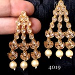 ROSE GOLDEN ALLOY  KUNDAN POLKI PEARL EARRINGS | PUNJABI TRADITIONAL JEWELLERY EXCLUSIVE