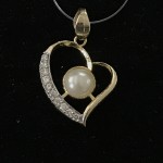 Heart Shape Pearl With AD Pendant Set