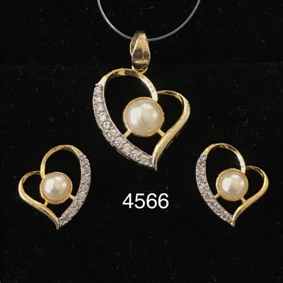 Heart Shape Pearl With AD Pendant Set