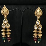 Designer Long Kundan Earring With Color Stone and American Diamond