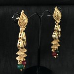 Designer Long Kundan Earring With Color Stone and American Diamond