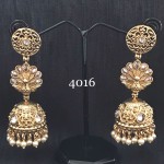 GOLDEN ALLOY MORE PANKH JHUMKA IN KUNDAN EARRING 