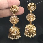 GOLDEN ALLOY MORE PANKH JHUMKA IN KUNDAN EARRING 