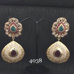 FUSION EARRING IN GOLDEN  ALLOY WITH WHITE AD AND RUBY STONE