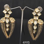 MAHARANI (PRINCESS) STYLE VINTAGE KUNDAN JEWELRY WITH WHITE POLKI HANDEMADE WORK EARRING