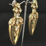 MAHARANI (PRINCESS) STYLE VINTAGE KUNDAN JEWELRY WITH WHITE POLKI HANDEMADE WORK EARRING