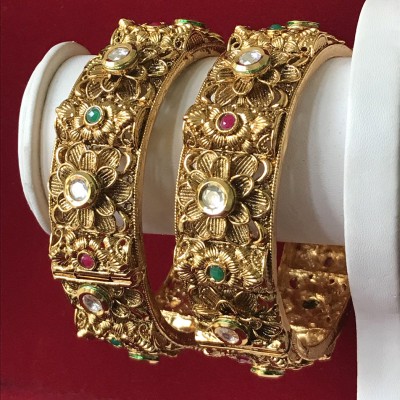 INDIAN BRIDAL WEAR KUNDAN HAND MADE GOLD WORK BANGLE