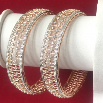 GLORIYA'S DESIGNER BANGLE IN ROSE GOLD POLISH  WITH AD STONE 