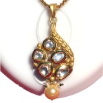 Indian Jewelry Kundan pendent set For Wedding and Party wear