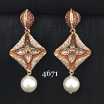 Designer Mint Ear Ring with American Diamond and Pearl