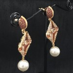 Designer Mint Ear Ring with American Diamond and Pearl