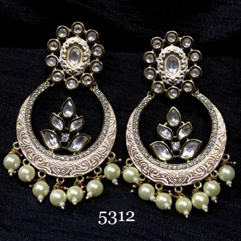 Chand Bali In Mint and Kundan with Pearls