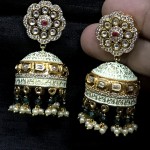 FLORAL MINT JHUMKA DESIGNER EARRING WITH KUNDAN WORK