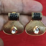 Tops Style Golden And Black Earring