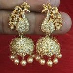 Bridal Jhumka in Peacock Style  with American Diamond