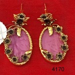 Designer Earring With Big Pink Stone
