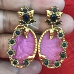 Designer Earring With Big Pink Stone