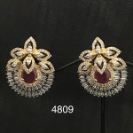 Tops Style AD Earring In Center Pc Ruby