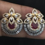 Tops Style AD Earring In Center Pc Ruby