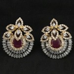 Tops Style AD Earring In Center Pc Ruby